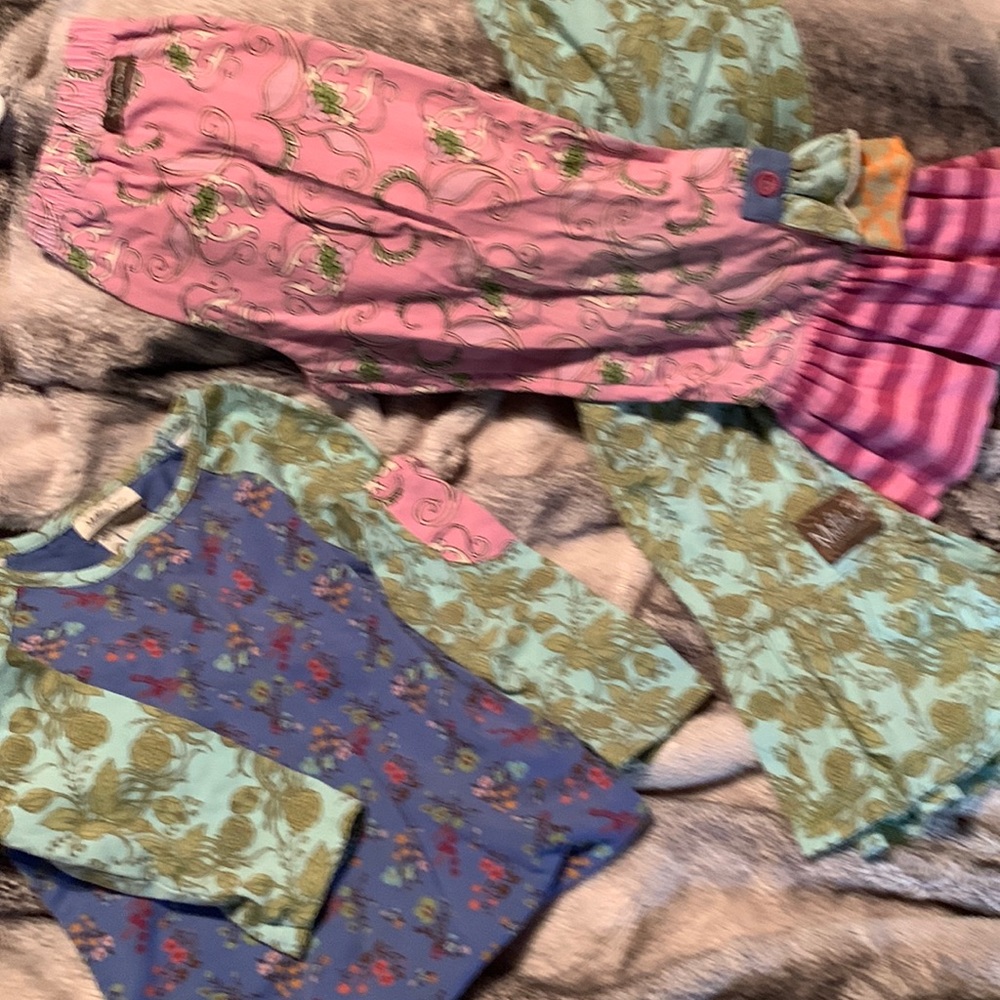 Bundle of Matilda Jane size 6 shirt and 2 matching ruffle pants.